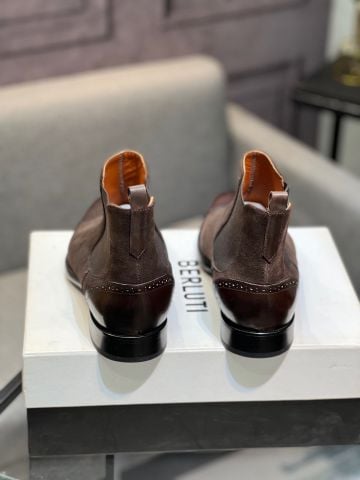 GIÀY NAM BOOT CHELSEA BERL* PATINA MŨI–GÓT, DA LỘN NÂU