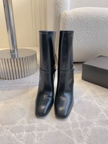 BOOT NỮ YSL* DA BÓNG GÓT CAO KHÓA KIM LOẠI THANH LỊCH