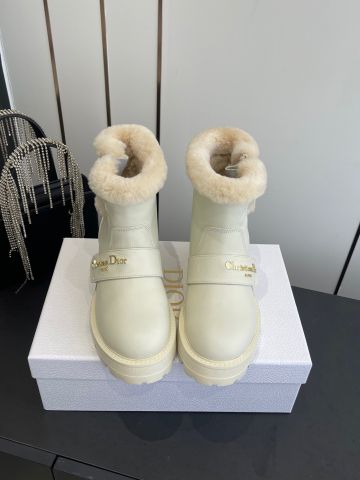 BOOT NỮ DIORR* LÔNG CỪU DÀY ẤM – DA BÒ MÀU KEM