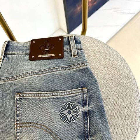 QUẦN JEANS NAM C H WASH BẠC VINTAGE – PHOM ỐNG ĐỨNG, DENIM COTTON CO GIÃN NHẸ