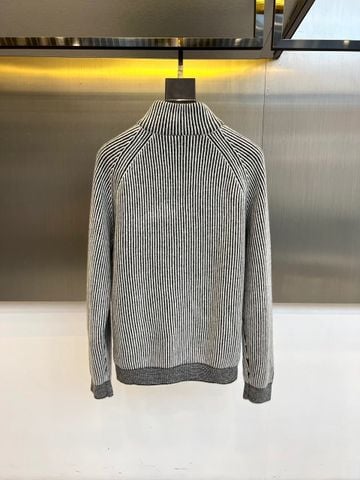 ÁO LEN NAM BC HALF-ZIP CỔ CAO THANH LỊCH, DỆT SỌC NỔI
