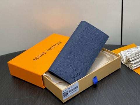 VÍ NAM LV* BRAZZA XANH SAPPHIRE VÂN SẦN – FORM  MỎNG GỌN CHO TÚI ÁO VEST