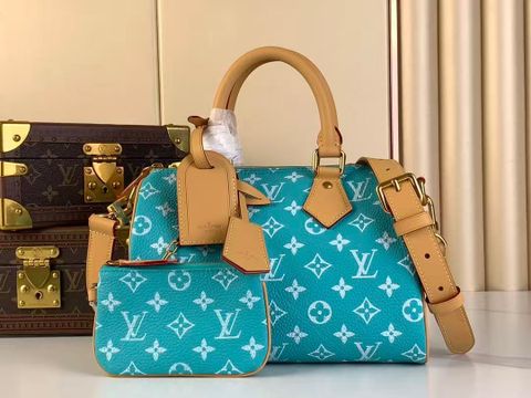 TÚI XÁCH NAM NỮ L*V  SPEEDY 25CM MONOGRAM XANH NGỌC