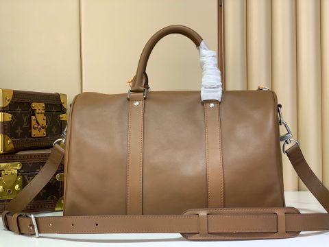 TÚI DU LỊCH NAM L V KEEPALL CARGO BANDOULIÈRE 35 DA BÊ NAPPA CARAMEL