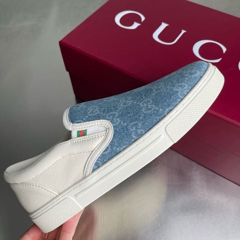 GIÀY SLIP ON NAM GC GG DENIM CANVAS PHỐI DA BÊ PHOM LƯỜI THỜI TRANG ĐÔ THỊ