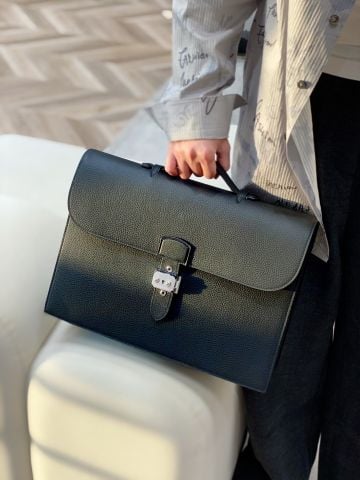 CẶP DA NAM NỮ H M SAC À DÉPÊCHES 38 DA TOGO KHÂU TAY SÁP ONG