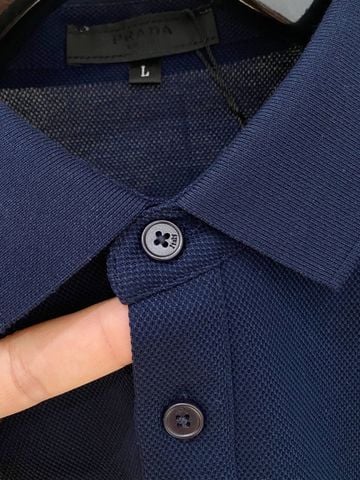 ÁO POLO NAM PRAD* DÁNG CỔ BẺ PIQUÉ 100% COTTON LOGO TAM GIÁC TINH GỌN
