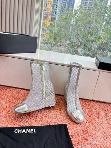 BOOT NỮ CN LƯỚI THÊU KIM SA NỔI BẬT DÁNG SOCK BOOT CAP-TOE TÔN CHÂN SÁNG