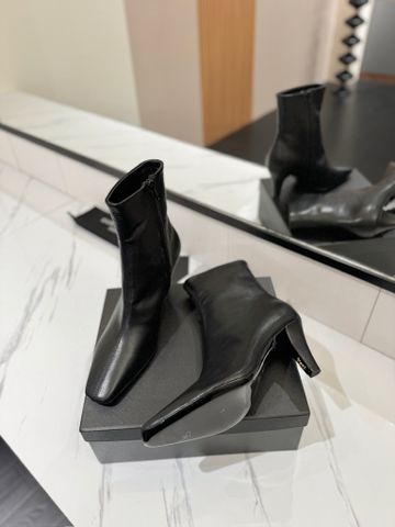 BOOT NỮ YSL*  MŨI VUÔNG GÓT 7CM DA BÒ NÂU – PHIÊN BẢN THU ĐÔNG