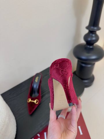 GIÀY NỮ GUCC* MULE GÓT CAO D-LOGO MÓC NGỰA