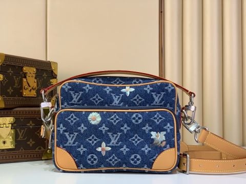 TÚI NAM NỮ L V NIL MONOGRAM DENIM THÊU HOA