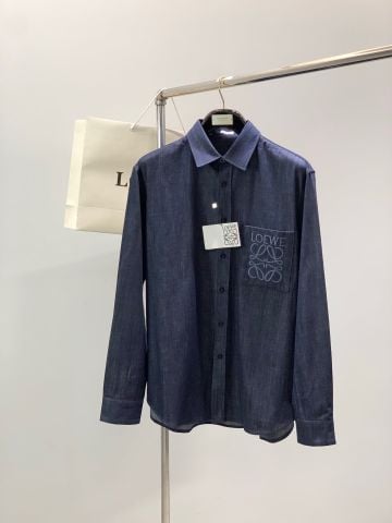 ÁO SƠ MI NAM L W DENIM MỎNG THÊU ANAGRAM TONE-SUR-TONE CỰC SANG