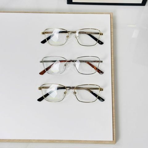 KÍNH MẮT NAM NỮ GC * GỌNG VUÔNG KIM LOẠI VÀNG THANH LỊCH