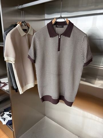 ÁO POLO NAM LP DỆT KIM JACQUARD HÌNH HỌC CỔ BẺ KHÓA BÁN PHẦN