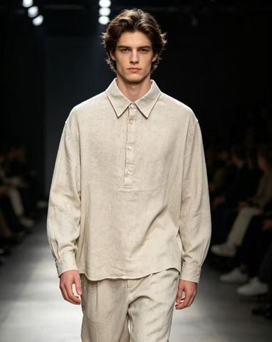 ÁO SƠ MI NAM LP CỔ POLO DÀI TAY LINEN MÙA HÈ PHOM SUÔNG SANG TRỌNG