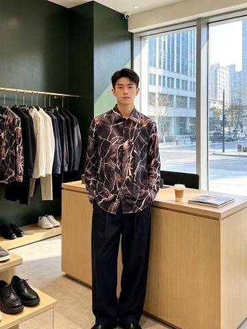 SƠ MI NAM B M ART-PRINT HỌA TIẾT MARBLE CRACK
