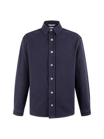 ÁO SƠ MI NAM D I O R DENIM COTTON JACQUARD HỌA TIẾT CHÌM