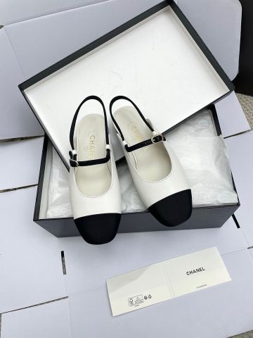 GIÀY NỮ CH* SLINGBACK HAI MÀU GÓT THẤP