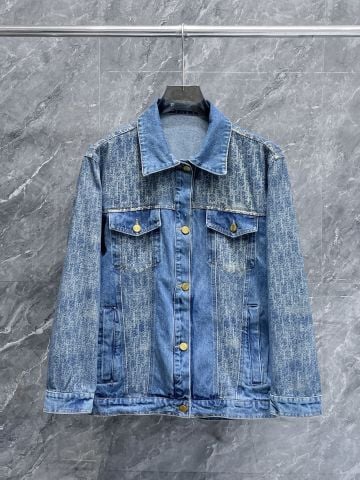 ÁO KHOÁC NAM DR DENIM JACQUARD MONOGRAM DÁNG CỔ BẺ FORM GỌN