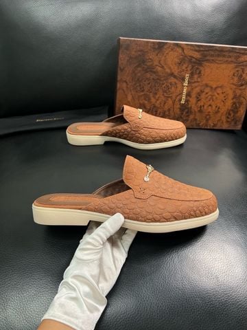 DÉP SỤC NAM S R PHOM MULE LOAFER DA BÒ PHỐI NỀN DỆT TEXTURED