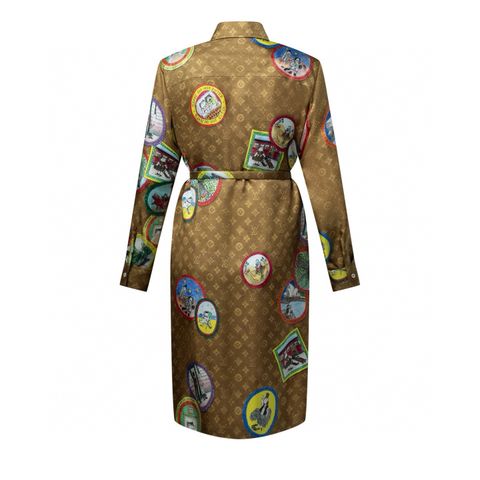 ĐẦM SƠ MI NỮ L*V  MONOGRAM HUY HIỆU ĐA SẮC