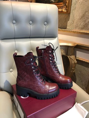 BOOT NỮ GUCC* DA IN MONOGRAM GG DÁNG RIDER CỔ CAO,