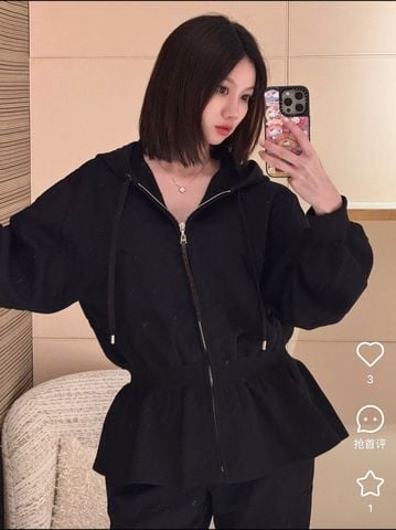 BỘ NỮ L*V  HOODIE THẮT EO DỆT NỔI MONOGRAM