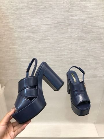 SANDAL CAO GÓT NỮ CHNL*  DA BÒ, GÓT KHỐI 9.5CM, MŨI HỞ