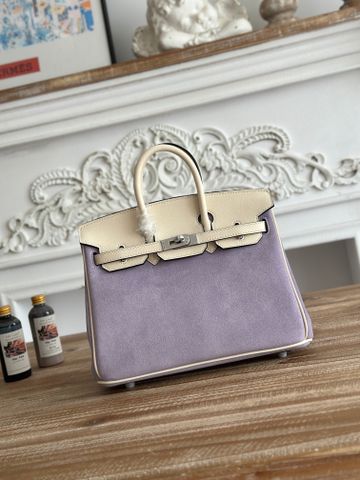 TÚI XÁCH NỮ HERM* BIRKIN 25 HAI TONE SWIFT TRẮNG SỮA