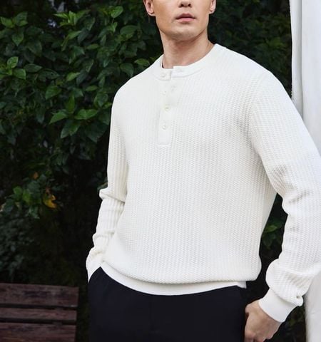 ÁO LEN NAM LP* HENLEY OLD MONEY LEN MERINO PHA PIMA COTTON