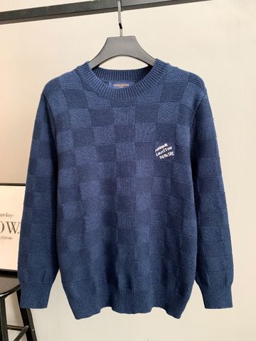 ÁO LEN UNISEX LV* CARO DỆT NỔI XANH NAVY CAO CẤP