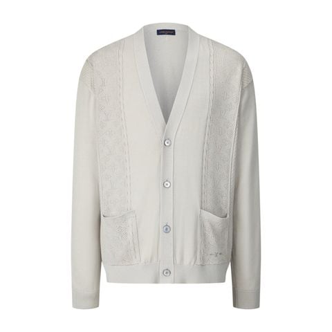 ÁO CARDIGAN NAM L V DỆT KIM OPENWORK COTTON PHA LỤA DÂU TẰM