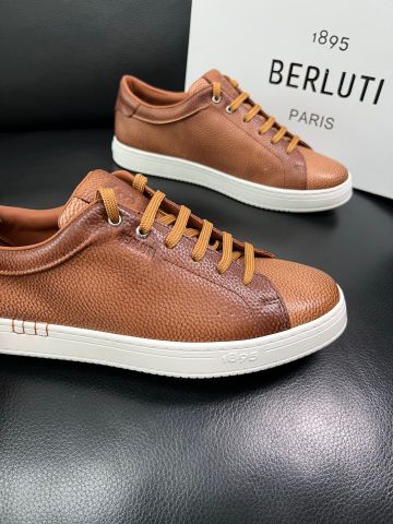 GIÀY NAM BERLUTTI SNEAKER DA BÊ Ý MÀU CARAMEL – LÓT DA, ĐẾ CAO SU ÊM ÁI