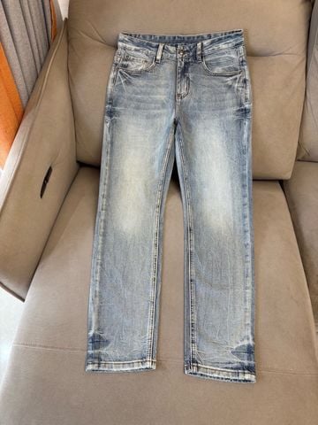 QUẦN JEANS NAM B V STRAIGHT-LEG WASHED DENIM – INTRECCIATO PATCH DETAIL