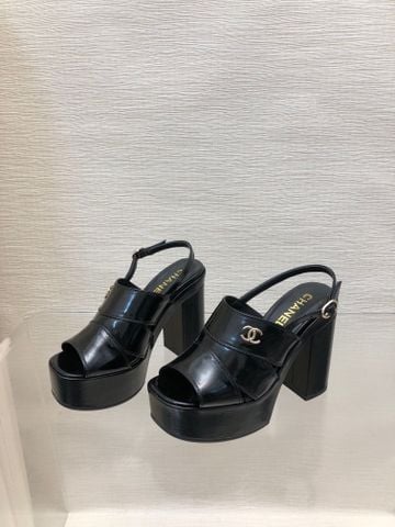 SANDAL CAO GÓT NỮ CHNL*  DA BÒ, GÓT KHỐI 9.5CM, MŨI HỞ