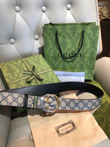 THẮT LƯNG NAM GUC MONOGRAM XÁM – MẶT TRÒN LOGO ĐÔI, BẢN 3.8CM*