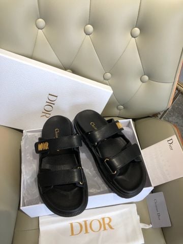 SANDAL NỮ DIOR* QUAI BẢN DA ĐEN – ÊM CHÂN, DỄ PHỐI