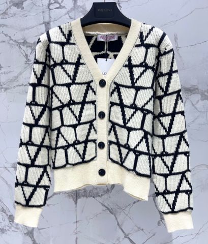 ÁO LEN NỮ VALENTIN* CARIGAN V-NECK JACQUARD HÌNH HỌC