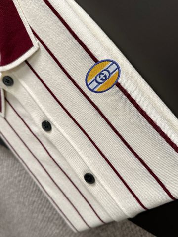 ÁO POLO NAM GC DỆT KIM SỌC DỌC THÊU LOGO NỔI PHOM RỘNG THANH LỊCH