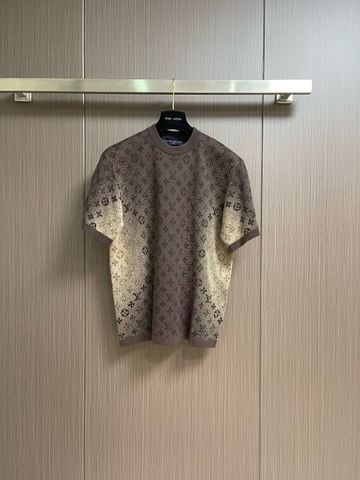 ÁO DỆT KIM NGẮN TAY NAM NỮ L V MONOGRAM JACQUARD CREWNECK
