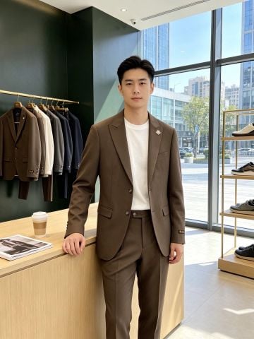 BỘ SUIT NAM L P PHOM SINGLE-BREASTED SEMI-STRUCTURED, VẢI DỆT MỀM RŨ