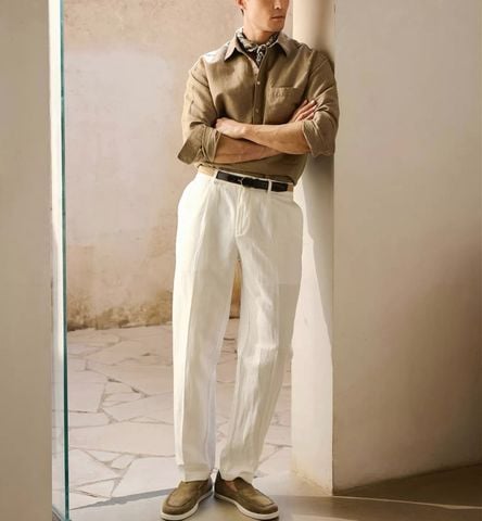 ÁO SƠ MI NAM BC* HEMP COTTON LINEN PHOM RỘNG THOÁNG NHẸ, CỔ BẺ NỬA HÀNG NÚT