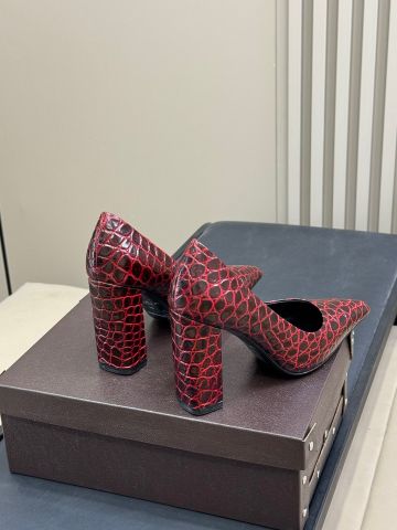 GIÀY CAO GÓT NỮ ALAI* MŨI NHỌN DA VÂN GÓT VUÔNG 9CM