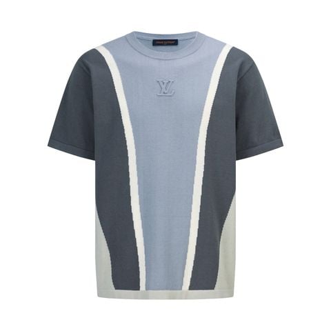 ÁO THUN NAM L V KNIT COTTON COLORBLOCK LOGO NỔI TONAL