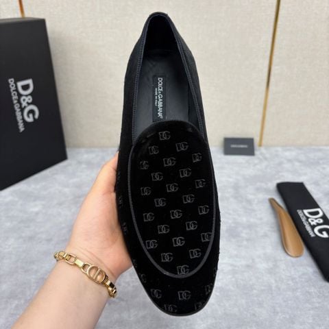 GIÀY NAM LOAFER DG* NHUNG ĐEN LOGO THÊU SANG TRỌNG*