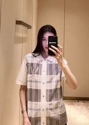 ÁO SƠ MI NAM L V DỆT JACQUARD CARO MONOGRAM CỔ BẺ PHOM RELAXED