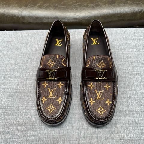 GIÀY NAM LOAFER L V MAJOR MONOGRAM JACQUARD THÊU NỔI PHỐI QUAI DA BÓNG SANG TRỌNG