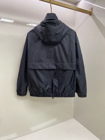 ÁO KHOÁC GIÓ NAM NỮ G C GG JACQUARD PHỐI WEB – MŨ THÁO RỜI, PHOM RELAXED