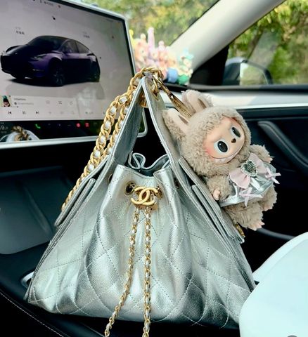 TÚI XÁCH NỮ CHAN  DA HẠT XANH PASTEL DÁNG BUCKET