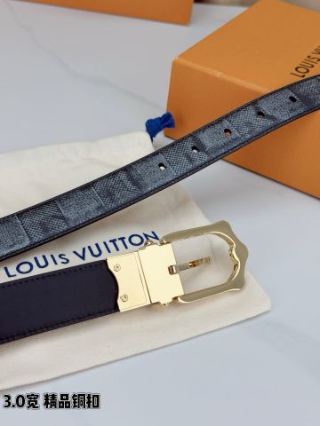 THẮT LƯNG NAM NỮ L V DAMIER 30MM KHÓA XOAY CHẠM KHẮC VINTAGE